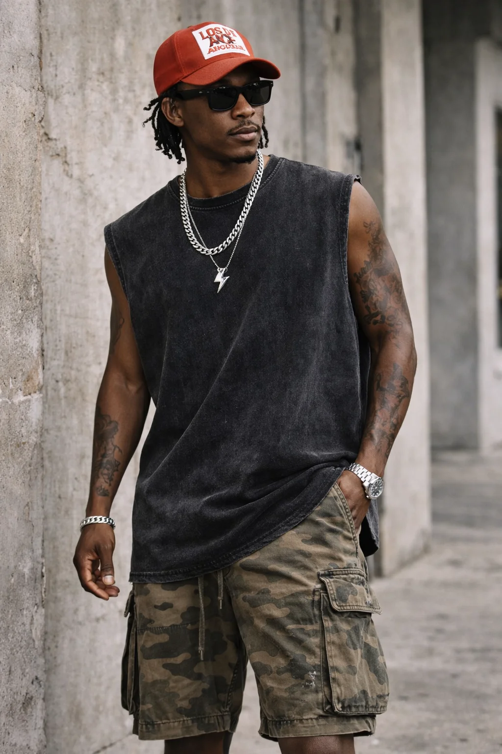 Men Acid Washed Tank Top 230G Cotton Sleeveless T Shirt Summer Vintage Muscle Gym Loose Shoulder Streetwear Beach Vest Tee