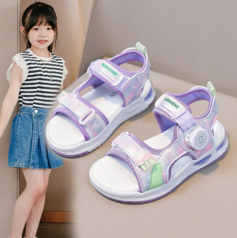 Mumoresip Kids Fashion Sports Sandals 2026 Summer New Girls Beach Shoes Open Toes Breathable Children Casual Sandals Lightweight