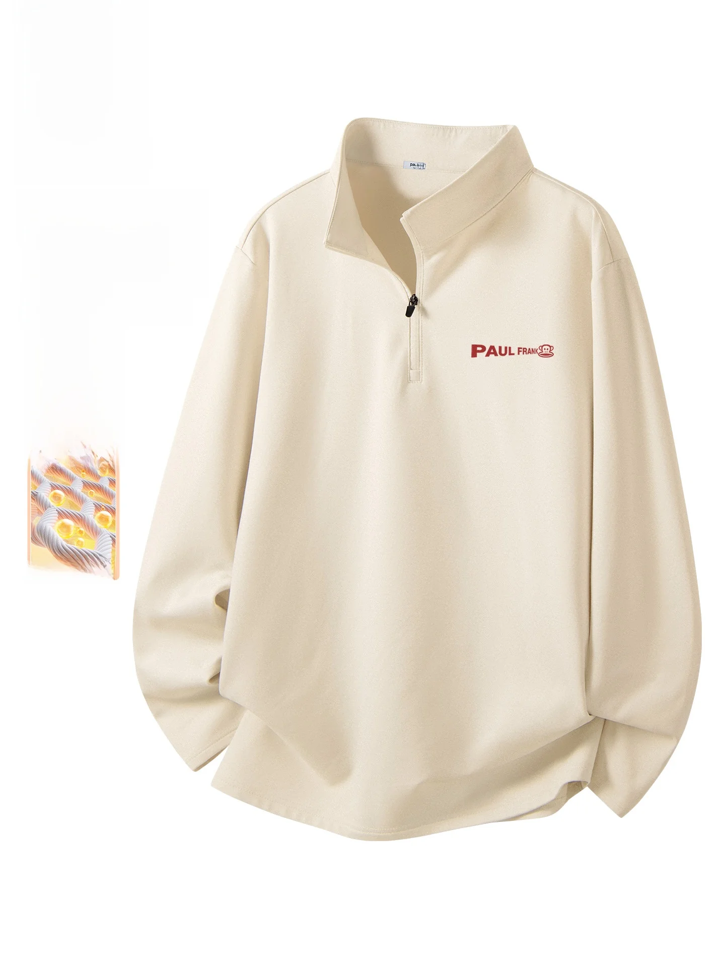 

Мужская теплая футболка с длинным рукавом на молнии, с флисовой подкладкой, для осени и зимы, с принтом, Cleanfit