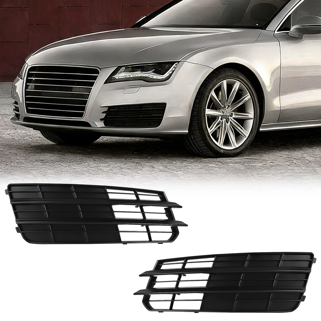 

Front Bumper Fog Light Grille Grill Cover For Audi A7 2011 2012 2013 2014 2015 Fog Lamp Racing Grille Car Accessories