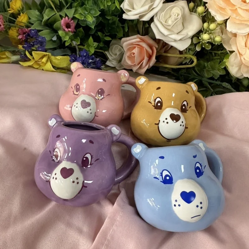 

Care Bears ceramic mug Kawaii Anime miniso Cute hand drawn cartoon gift couple water cup coffee breakfast cup Girls for Gifts