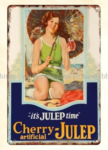 home and decor office restaurant 1920s Cherry Julep metal tin sign