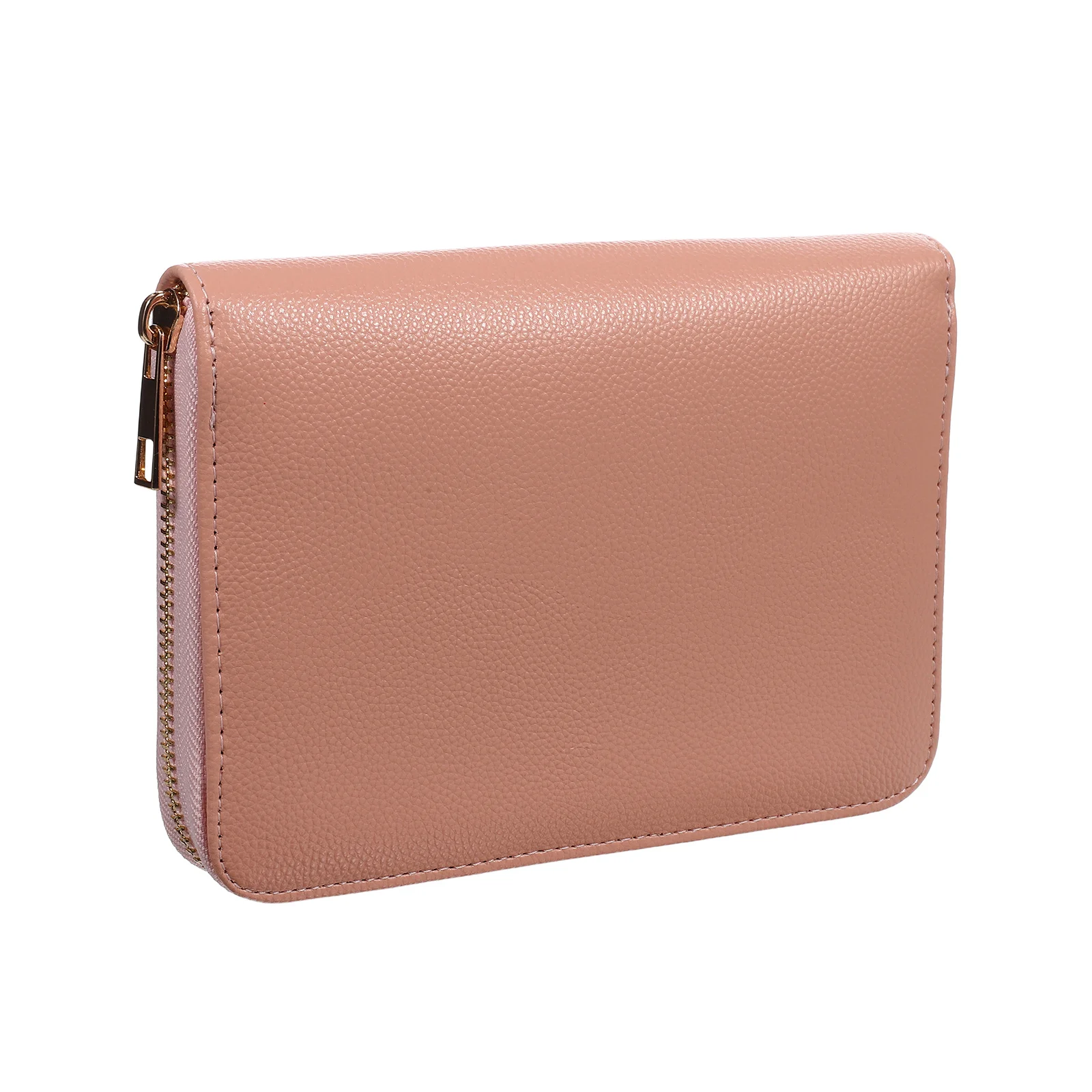 Pink PU Budget Wallet with Zipper Spacious Cash Card Holder Organizer for Women Finance Management Daily Travel Essential