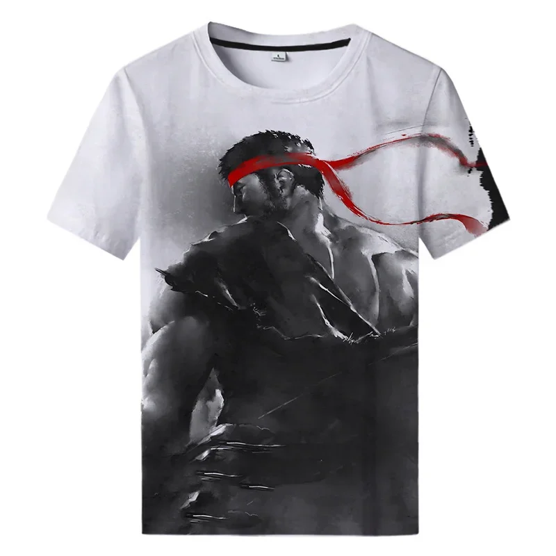 New Street Fighter Game 3D Printed T-shirt Summer Street Wear Crew Collar Short Sleeved Casual Oversized Men\'s Quick-drying Top