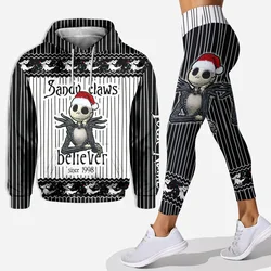 Christmas Nightmare Jack Skellington Hoodie and Leggings Yoga Pants Set Womens Disney Yoga Hoodie Leggings Fashion Tracksuit Set