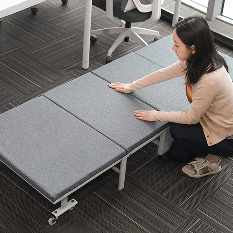 Household 220v Office Lunch Break Folding Bed Portable Escort March Bed Simple Household Nap Single Latex Bed