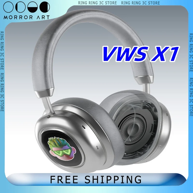 MORCOR ART VWS X1 Wireless Headphone Noise Reduction Bilateral Stereo Sound Comfort Music Headset With Screen Display Customized