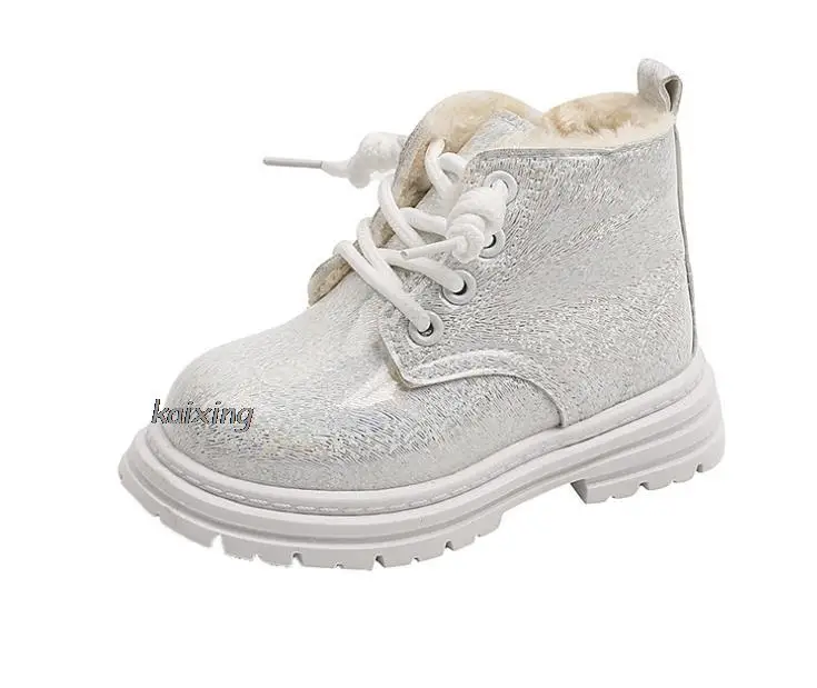 Princess Thick Boots Toddler Fashion Sneaker Plush Warm Kids Snow Boots Winter New Children\'s Girls Sequined Cotton Shoes 21-30