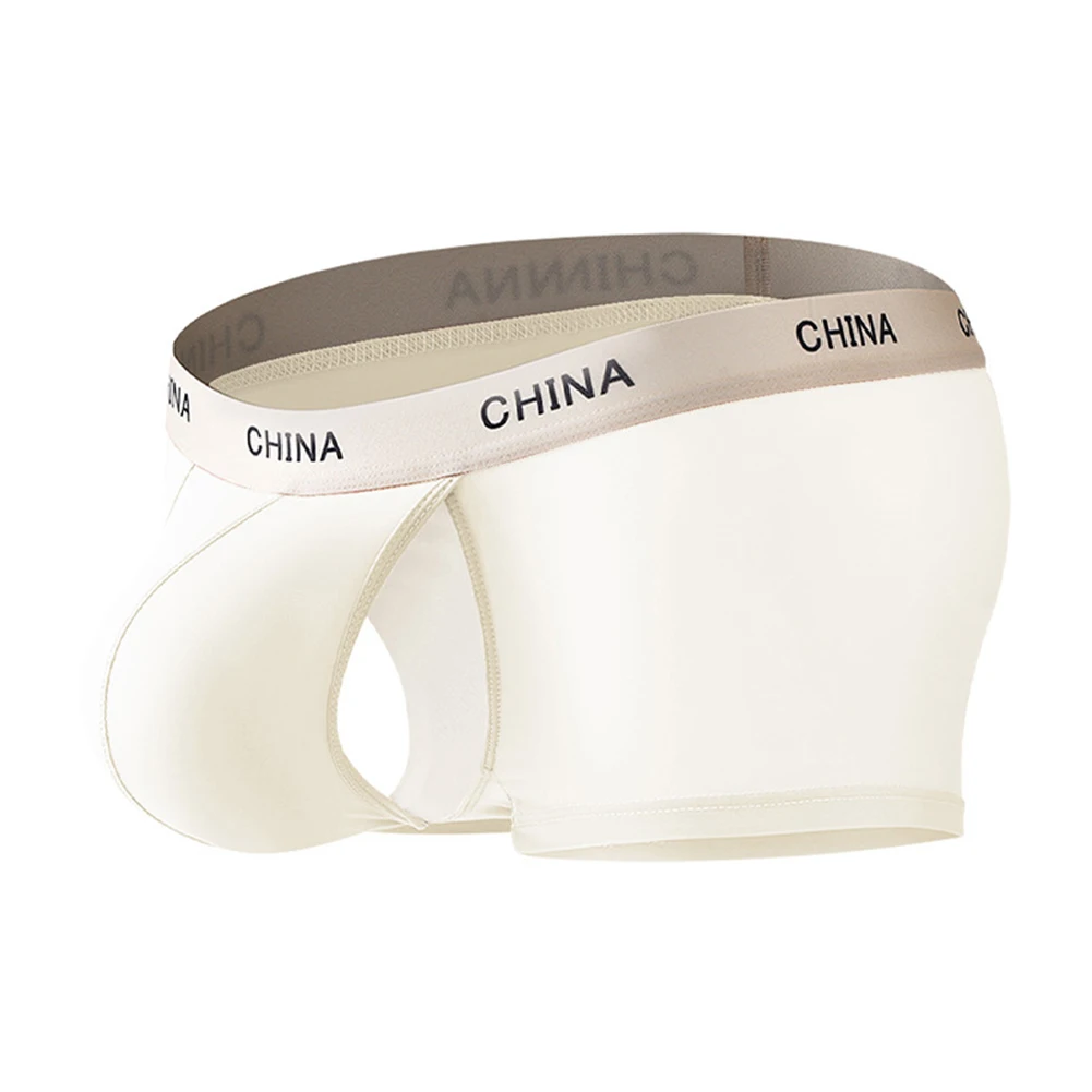 بوكسر رجالي من الحرير الجليدي ، ملابس داخلية منخفضة الخصر ، سراويل داخلية ناعمة بخيط جي