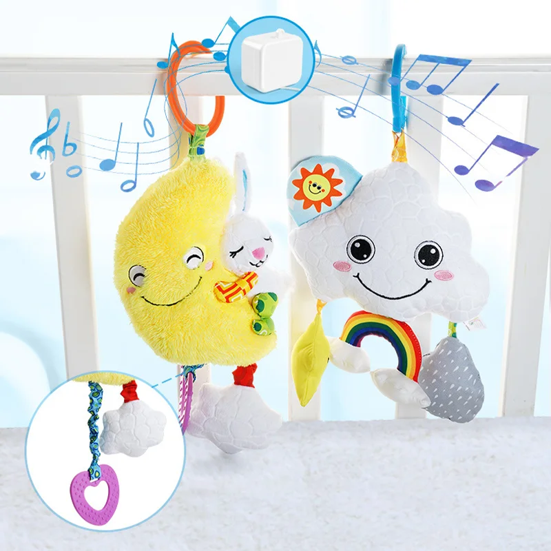 Baby Cloud Moon Rattles Mobiles Baby Teether Toys Strollers Pendants Newborn Hand Early Education Bell Gifts Infant Crib