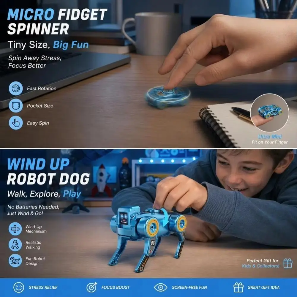 Manual Transformation Robot Dog Two-Form Structure Rotating Spinner Fidget Spinner Mechanical Style Transforming Robot
