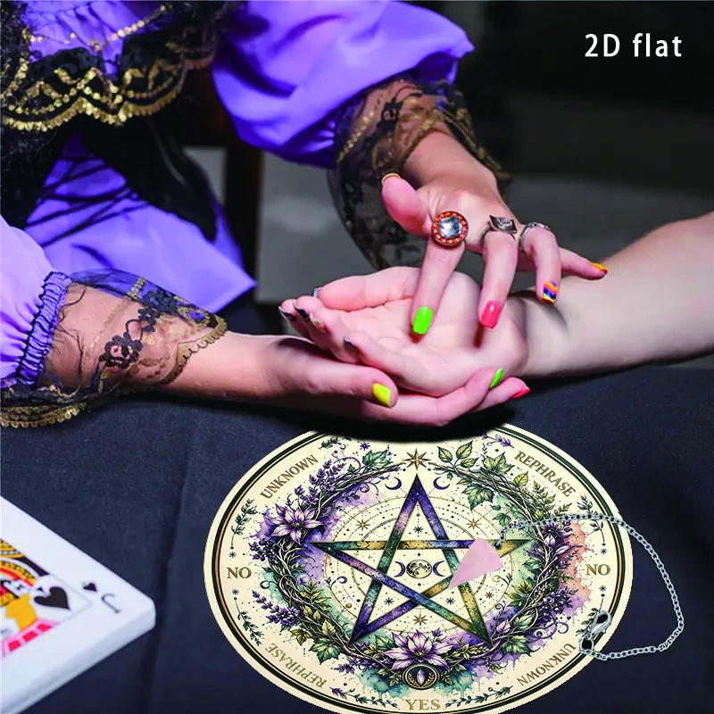 Pentagram Swing Hammer Mat Triple Moon Pendulum Pad With Flower & Plants Sorcery Altarpiece For Pagan Pendulum Divination Tools