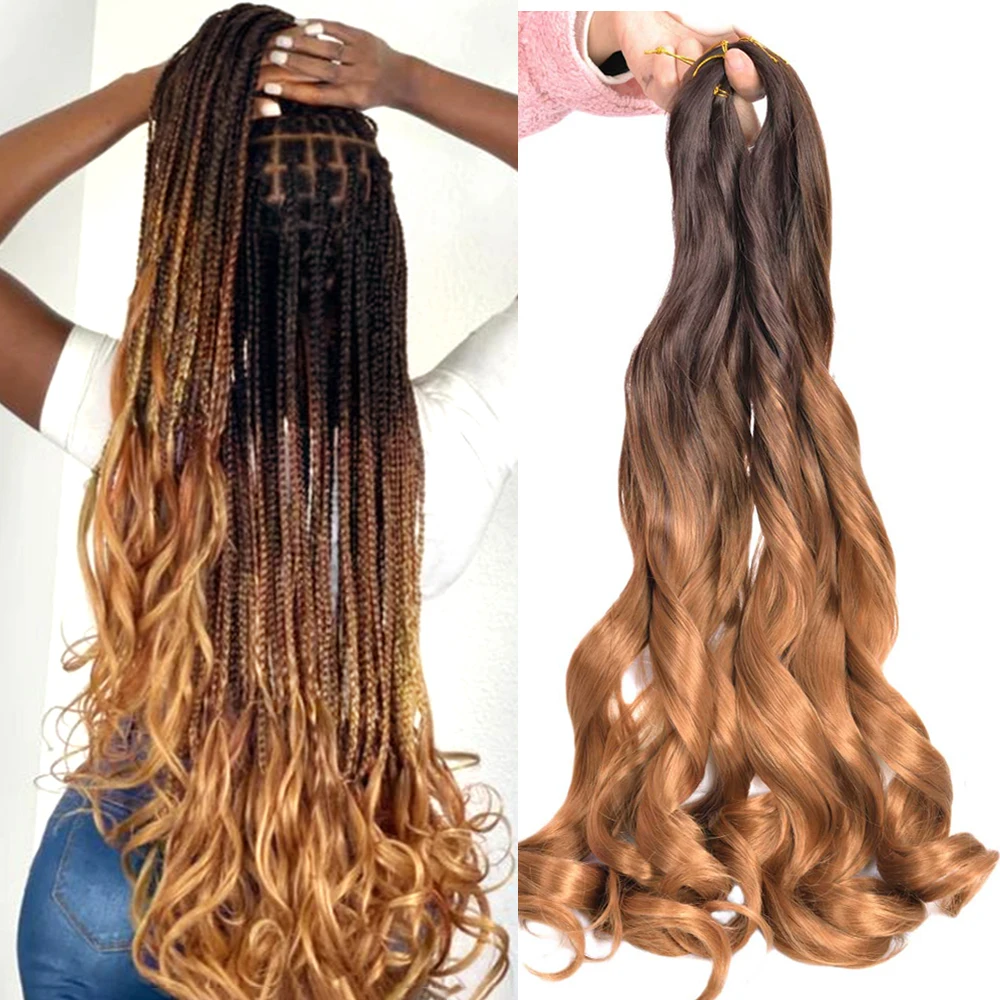 Extensiones de cabello trenzado para mujeres negras, rizos franceses, cabello sintético español, onda suelta, trenzas de rizo en espiral, Alta Temperatura