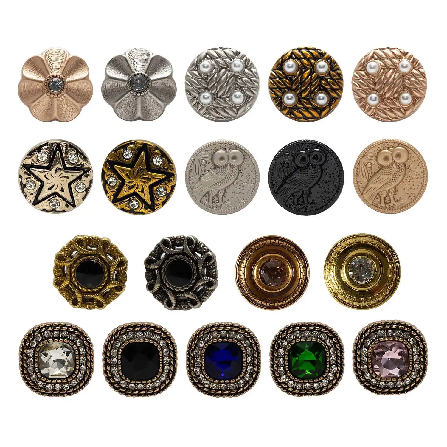 5pcs Retro Shiny Metal Buttons for Sewing Scrapbooking Clothing Blouse Leather Bag Craft Accessories Decor three sizes