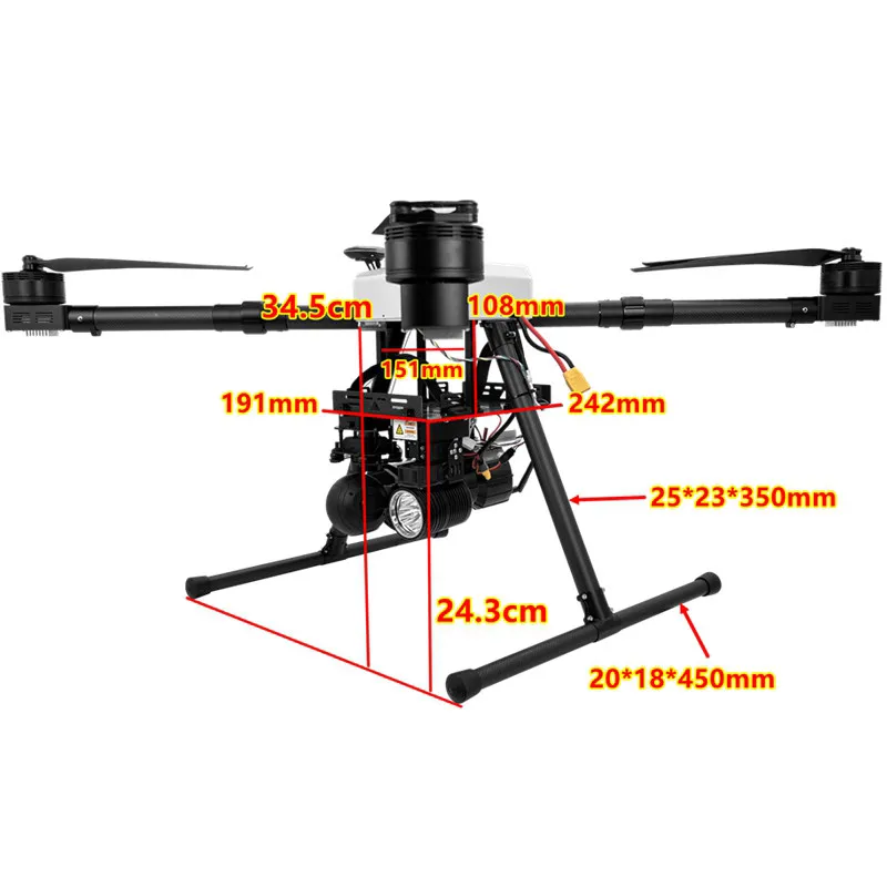 XAERO X1200 Faltbarer Quad-Rahmen 3-5kg Nutzlast für 6215 Motor 22 24 Propeller Industrielles UAV – Detail 8