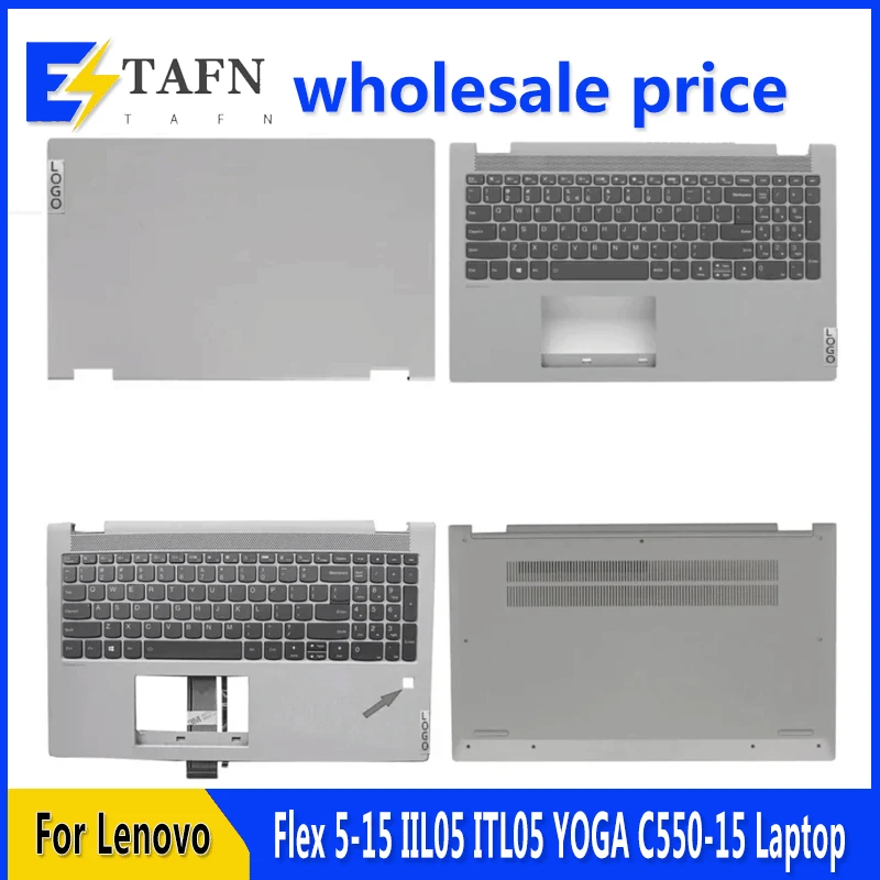 

New For Lenovo Flex 5-15 IIL05 ITL05 YOGA C550-15 Laptop LCD Back Cover Front Bezel Upper Palmrest Bottom Case Keyboard Hinges