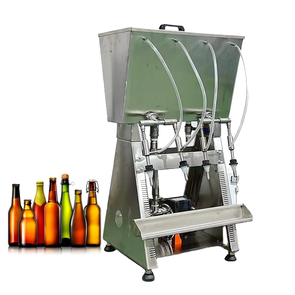 

-oo Low Price Products Small Gravity Pneumatic 4 Head Liquid Filling Machine Wine Whisky Liquor Bottling Filling Machines