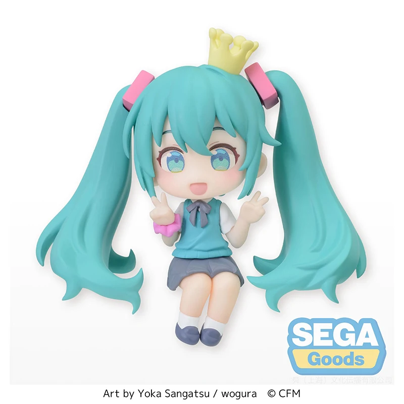 Echt SEGA VOCALOID Hatsune Miku 16th Anniversary Bean Eye Mini Handgemaakte Anime Action Figure Model Speelgoed Cadeau voor Verjaardag