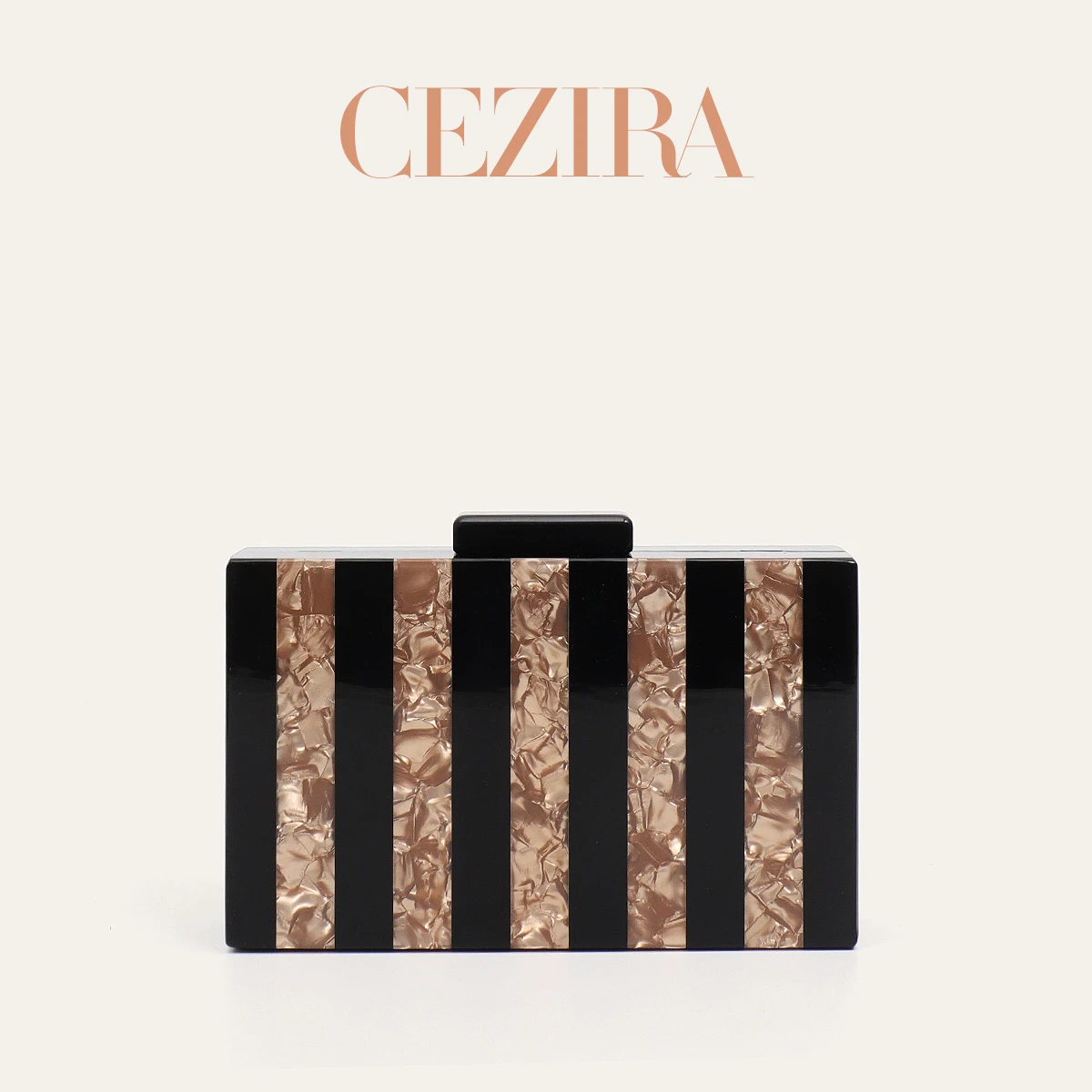 CR Elegant Striped Acrylic Hardcase Clutch For Women Luxury Designer Evening Bag Long Chain Crossbody Shoulder Purse For Wedding