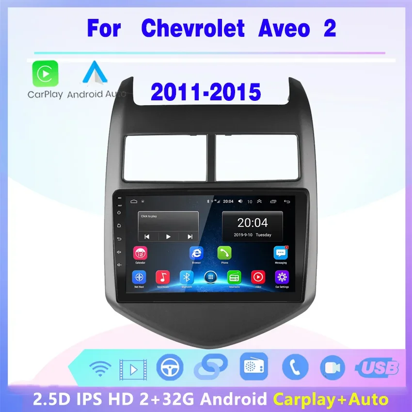 

2 din 2+32G car stereo radio multimedia android player carplay Auto GPS navigation For Chevrolet Aveo 2 Sonic T300 2011-2015