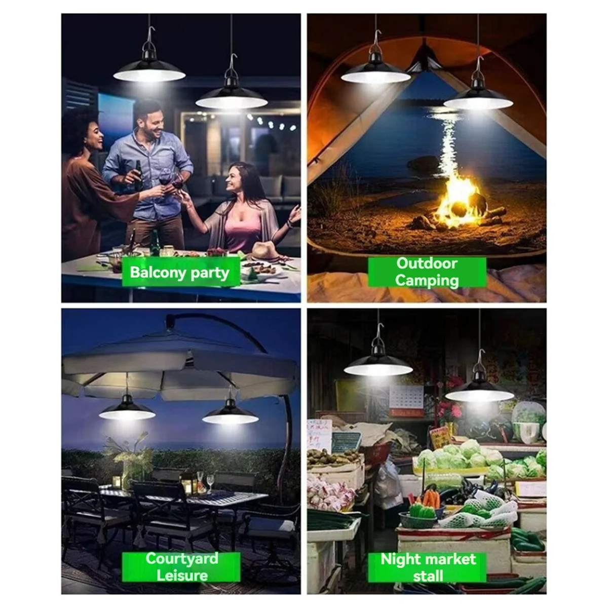 

NEW Solar Pendant Light Outdoor Waterproof LED Lamp Double-Head Chandelier Decorations for Outdoor Shed Barn Room