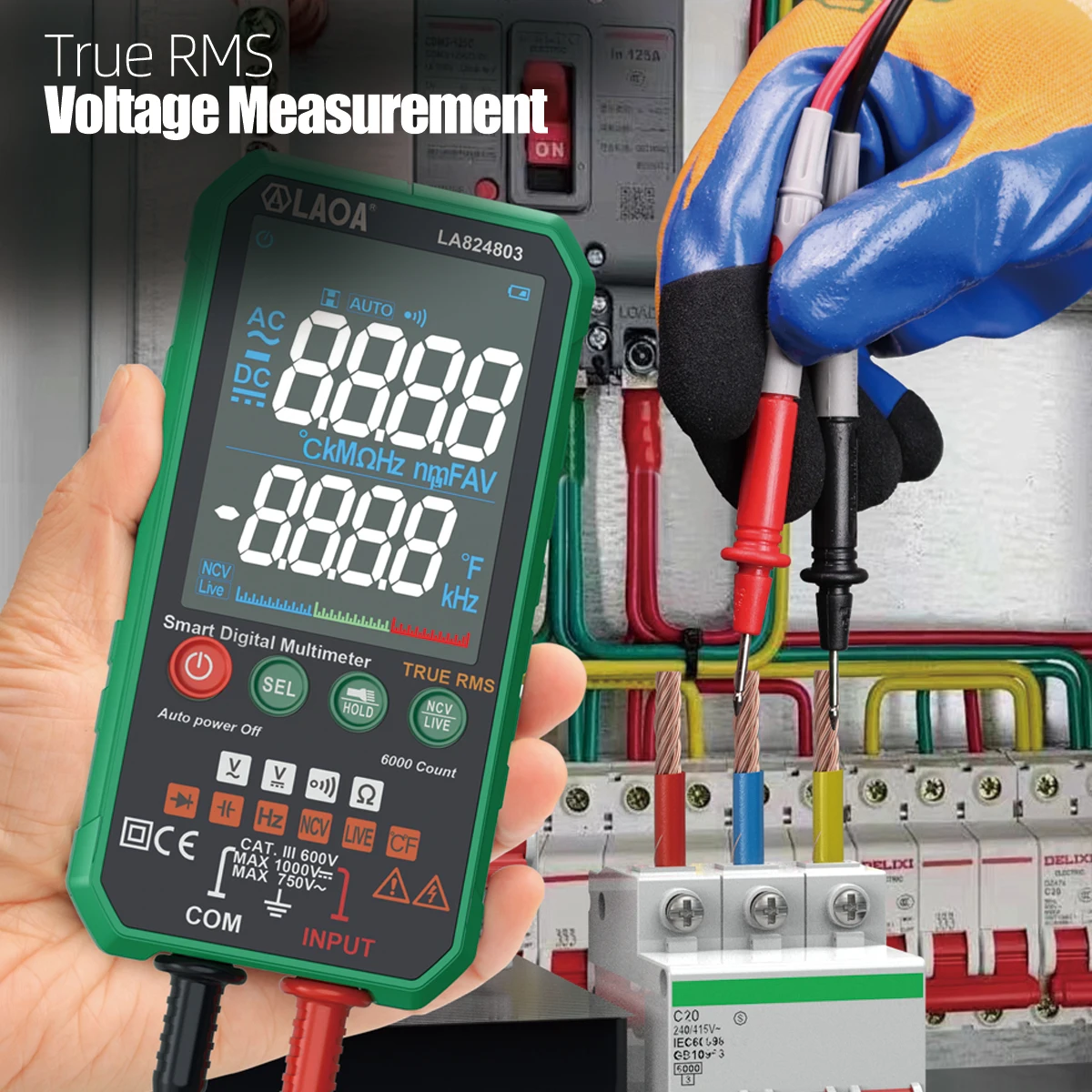 LAOA Advanced Digital Multimeter Smart Auto Range High Accuracy Portable Thin Design Anti Burn Protection Multifunction