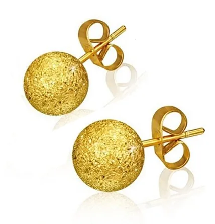 LUXUKISSKIDS Frosted Gold Color ball Stud Earrings 4-8mm Stainless Steel For Women Korean Earings Set Fashion Jewelry Brincos
