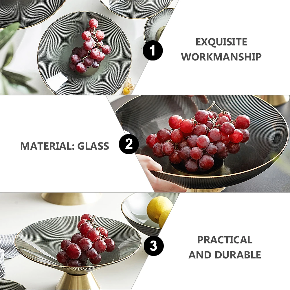 

Fruit Salad Glass Bowl Modern Pedestal Cake Decorative Holder for Kitchen Countertop Grey Display