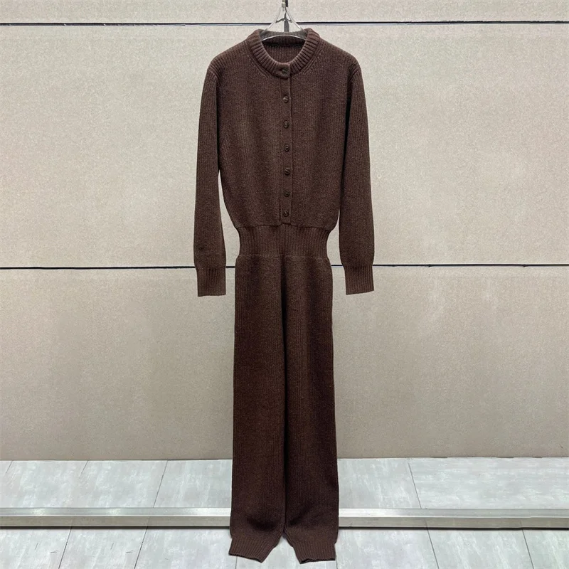 jumpsuits for woman 2025 winter new Elastic knit slim fit women's pants High quality wool blend Bodysuit women Casual Jump suit