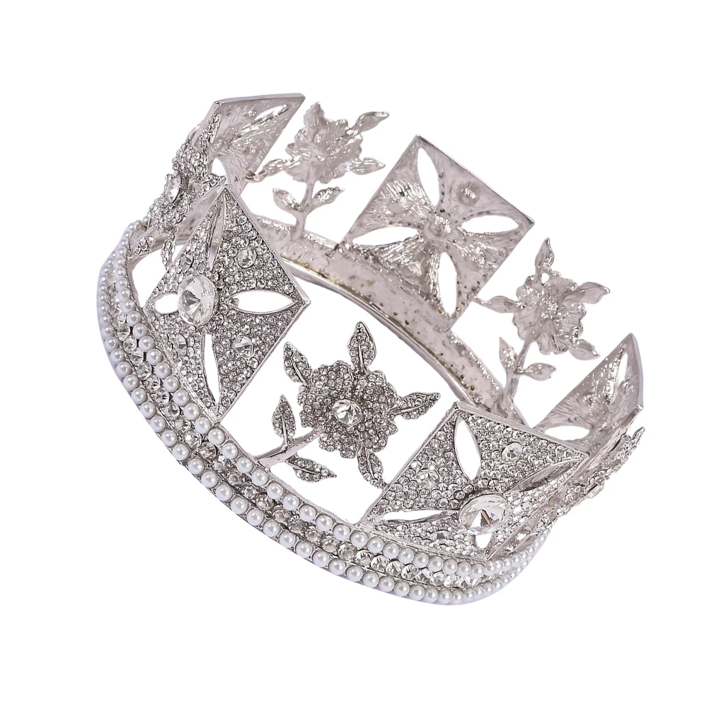 

Gorgeous Wedding Bridal Tiara Crown Pearl Headpiece Hair Accessory For Party Banquet Vintage White K Round Lightweight Durable