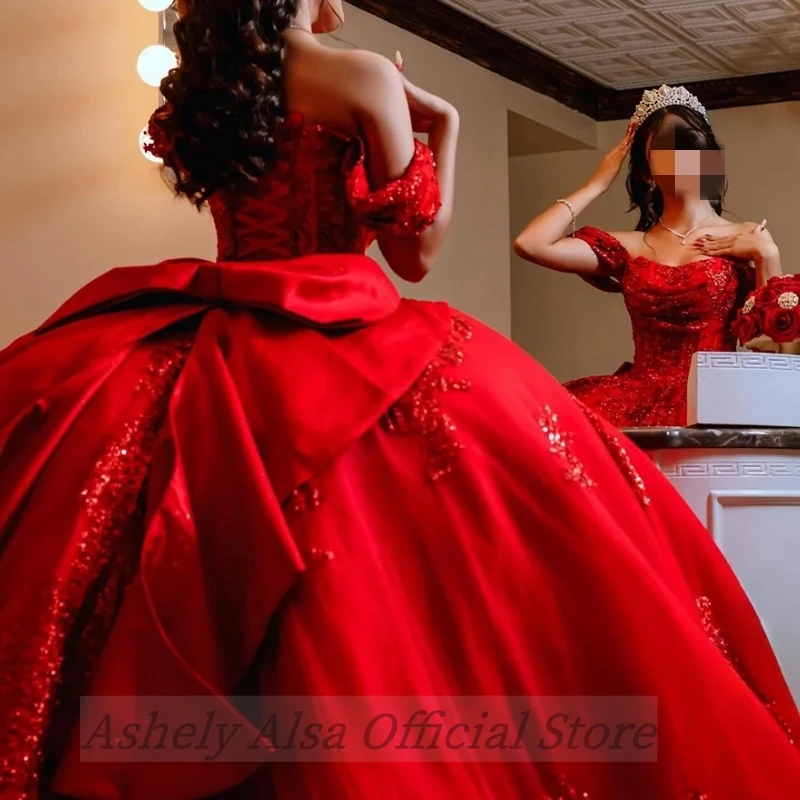 Robe de Quinceanera rouge élégante pour femme, robe de Rh, corset Kendny initié, robe de soirée d'anniversaire, robe de Rh, 15 ans, 16 ans