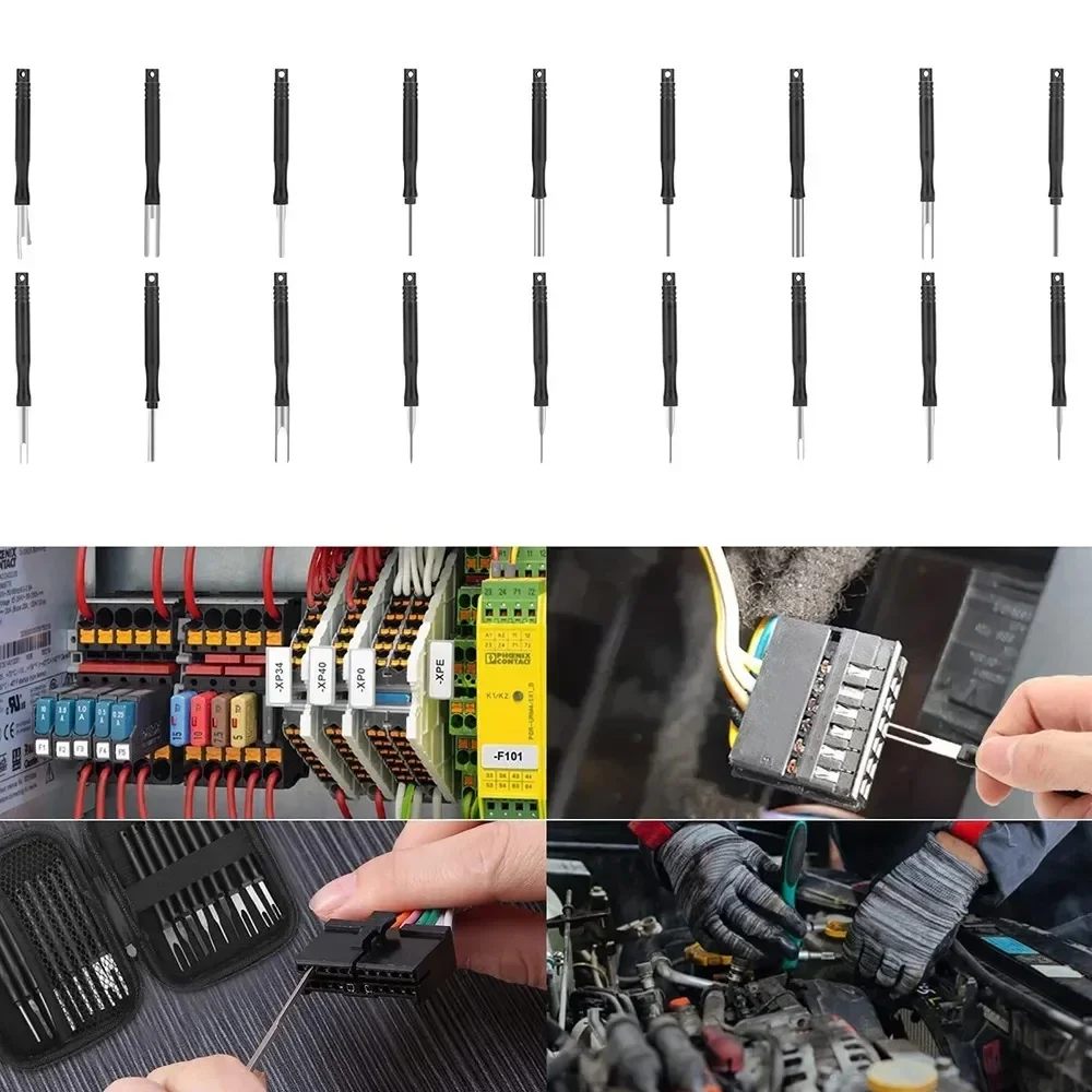 

18Pcs Auto Cable Plug Remove Pin Puller Electrical Wire Crimp Disassembly Tools Car Terminal Removal Kit Repair Inspection Tools