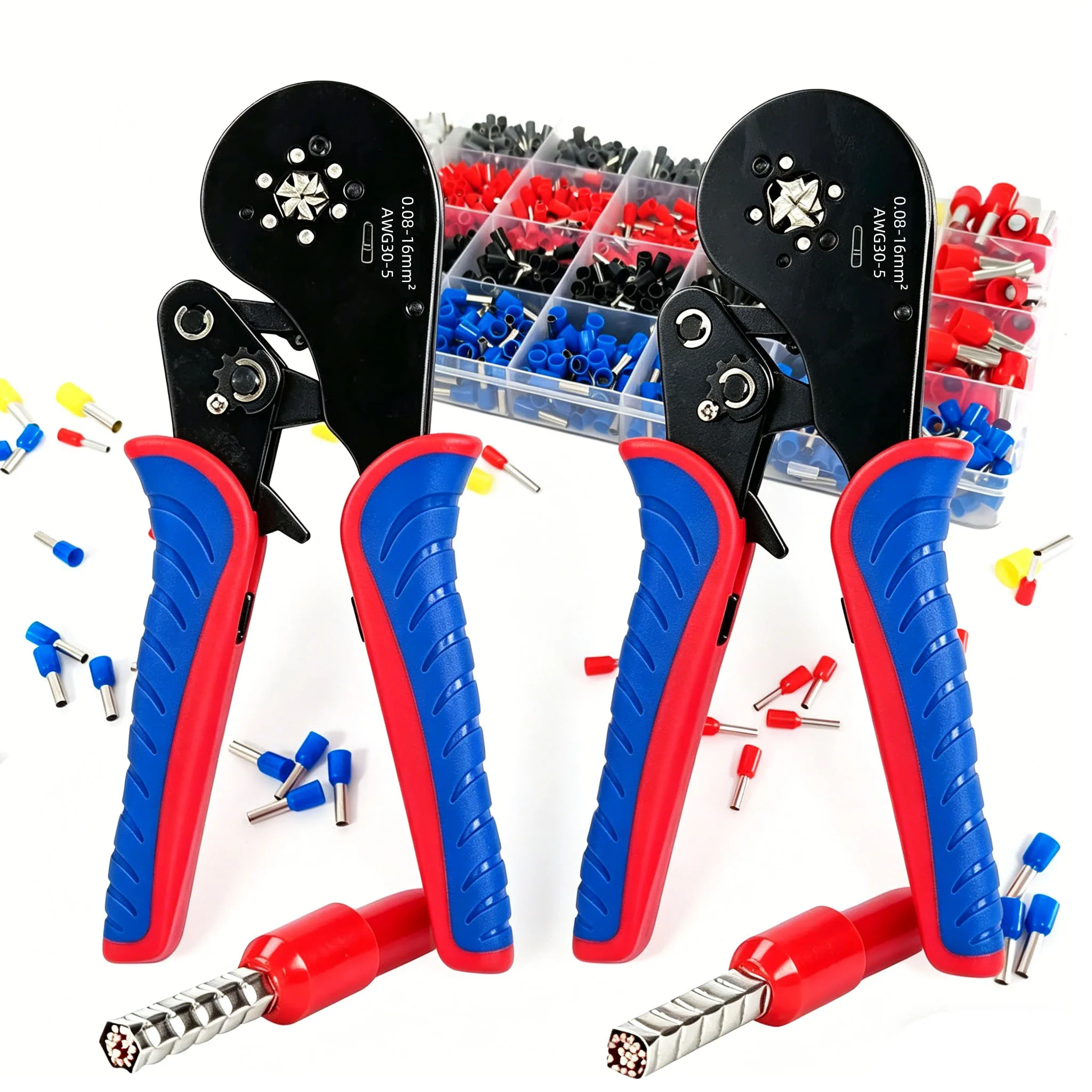 Ferrule Terminal Connectors Hexagon Crimping Pliers HSC 16-6 0.08-16mm2/30-5AWG Ratchet Electrical Tools Wire Crimper