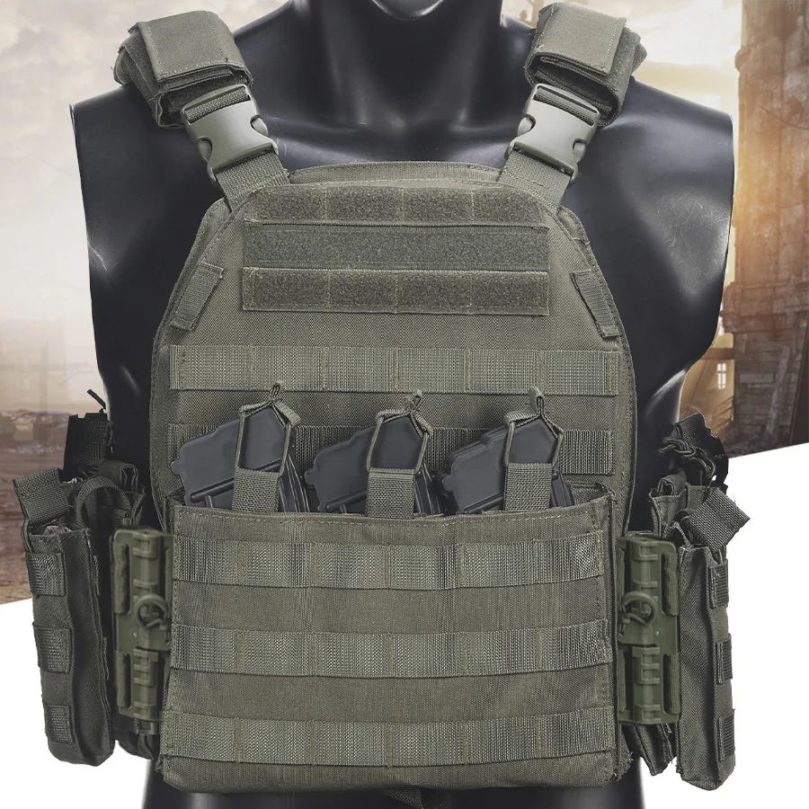 

Shoulder and waist quick release hunting vest, hidden triple equipment bag at the front, quadruple equipment bag at the back