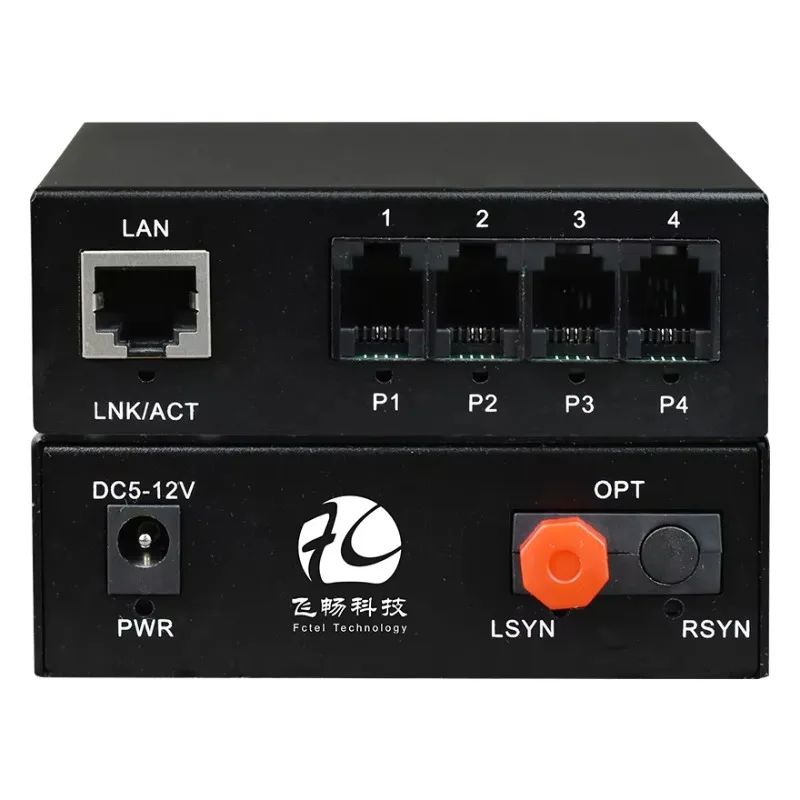 Telephone Line Multiplexer Fiber Optic Equipment 4 Channel Voice Over Fiber+FE PCM Multiplexer Fxs Fxo Fiber Multiplexer
