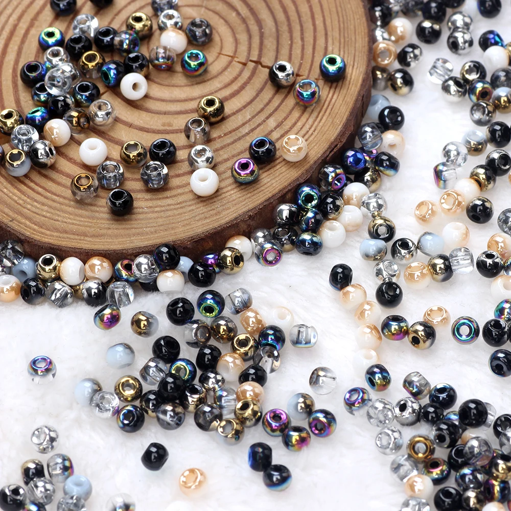 

OlingArt 4MM 10G/LOT Two tone Picasso glass beads DIY Necklace Bracelet Earrings Jewelry Making