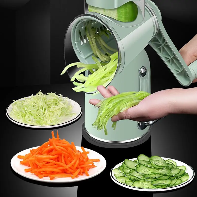 

Portable Manual Vegetable Cutter Slicer Multifunctional Round Rotate Mandoline Slicer Potato Cheese Kitchen Gadgets