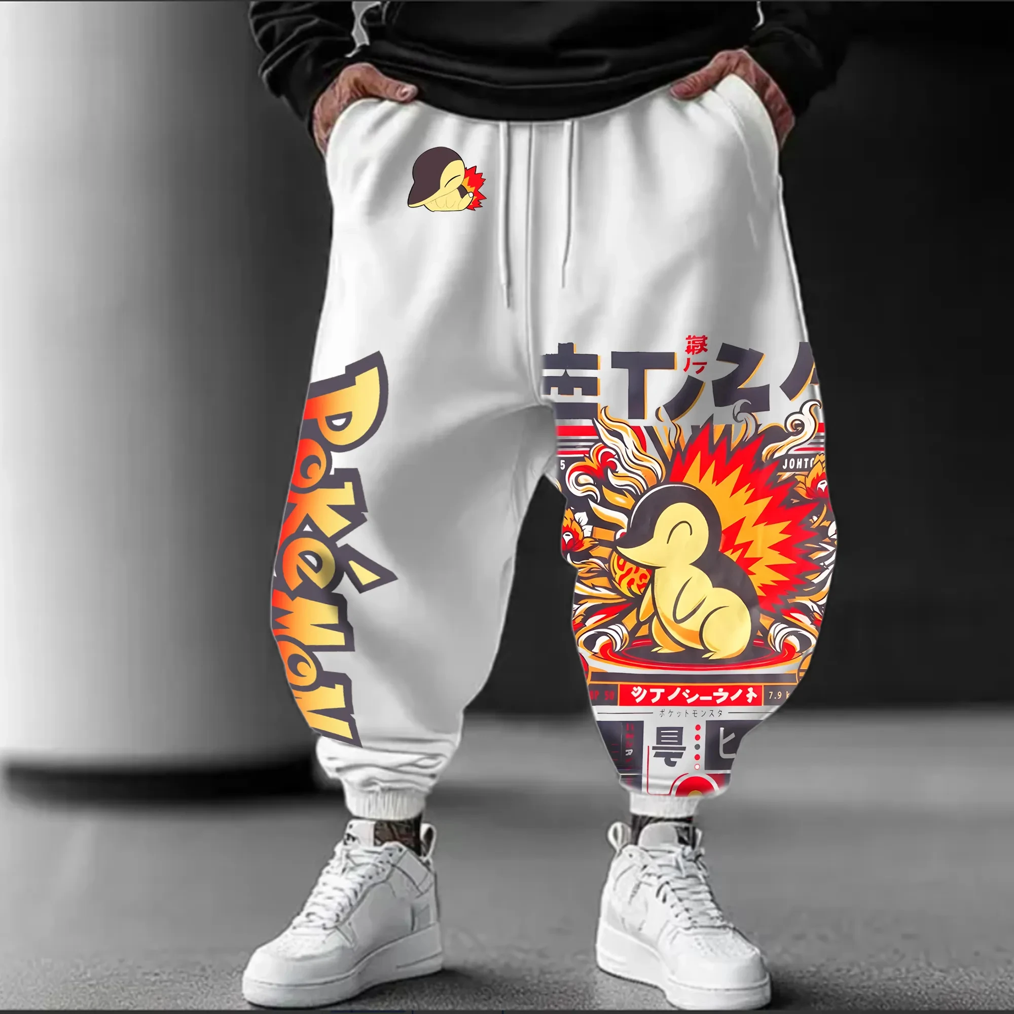 Celana Panjang Santai Pria Musim Gugur/Dingin 2025 Motif Anime Pokémon, Gaya Harajuku Trendi, Serbaguna, Longgar, Kasual