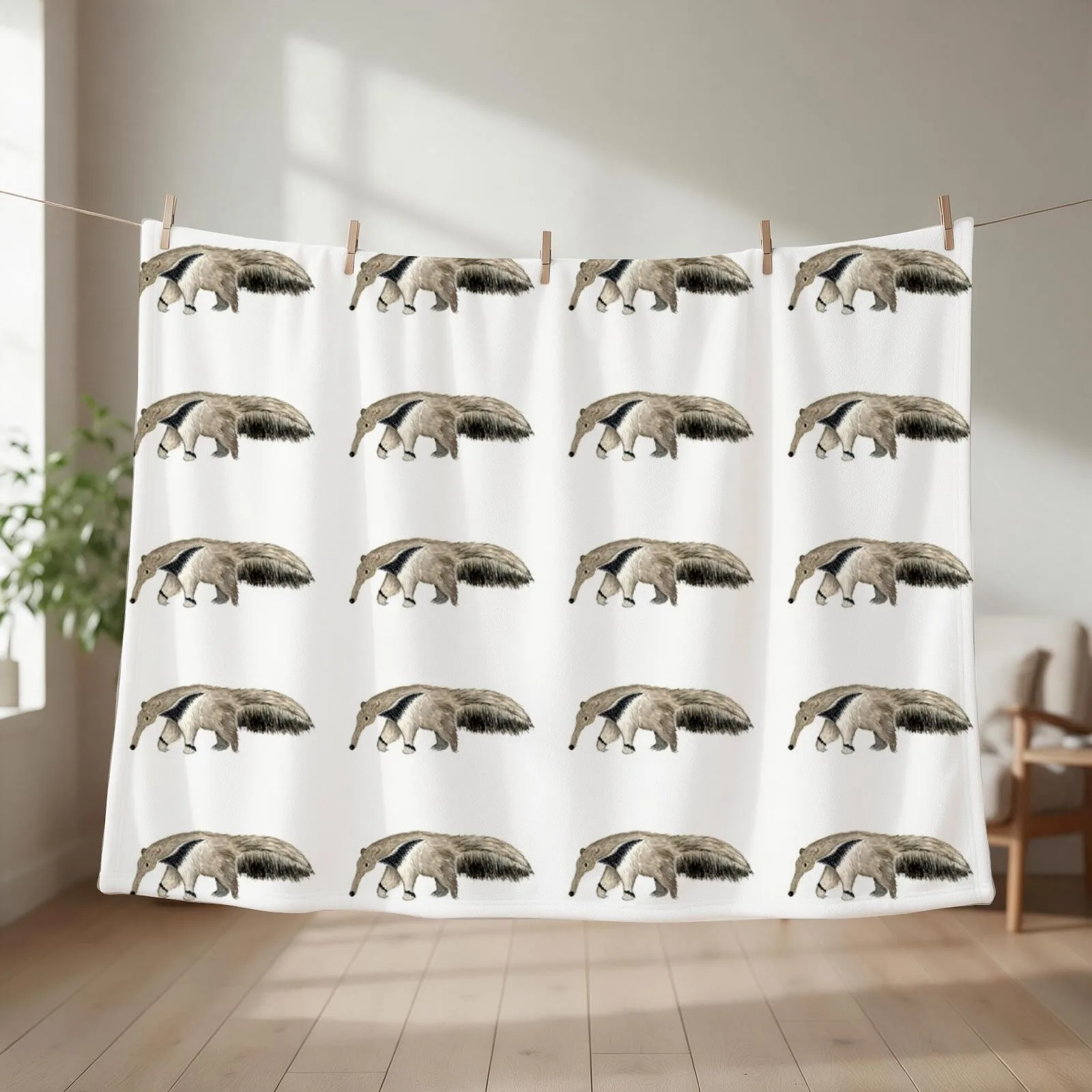 The Anteater Off Hunting Ants Throw Blanket couch cozy soft plush fuzzy picnic outdoor blanket