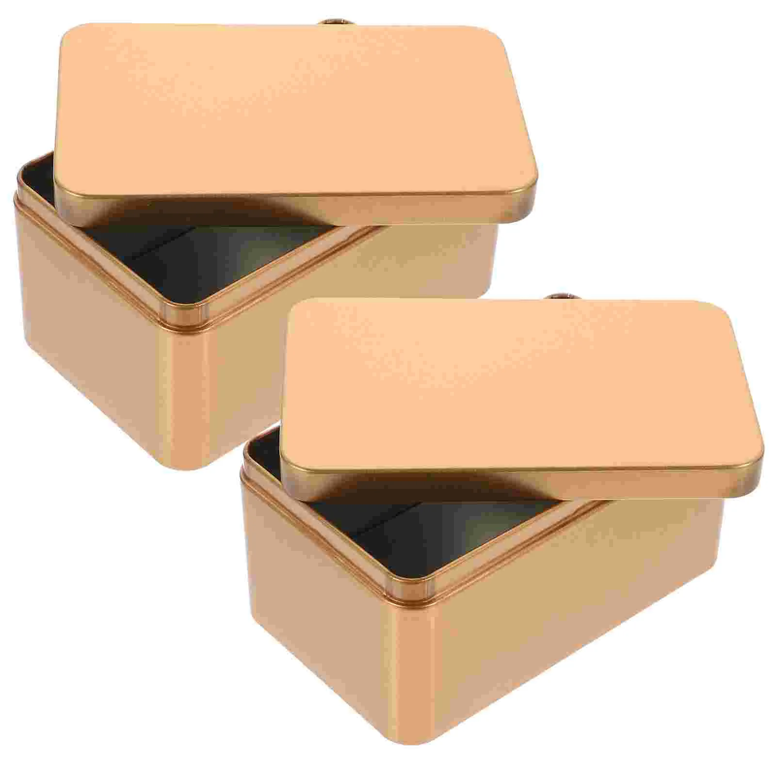 

2 Pcs Tea Storage Box Container Tins for Loose Bag Organizer Candy Bulk Packaging Tinplate Holder Gift Reusable Canister