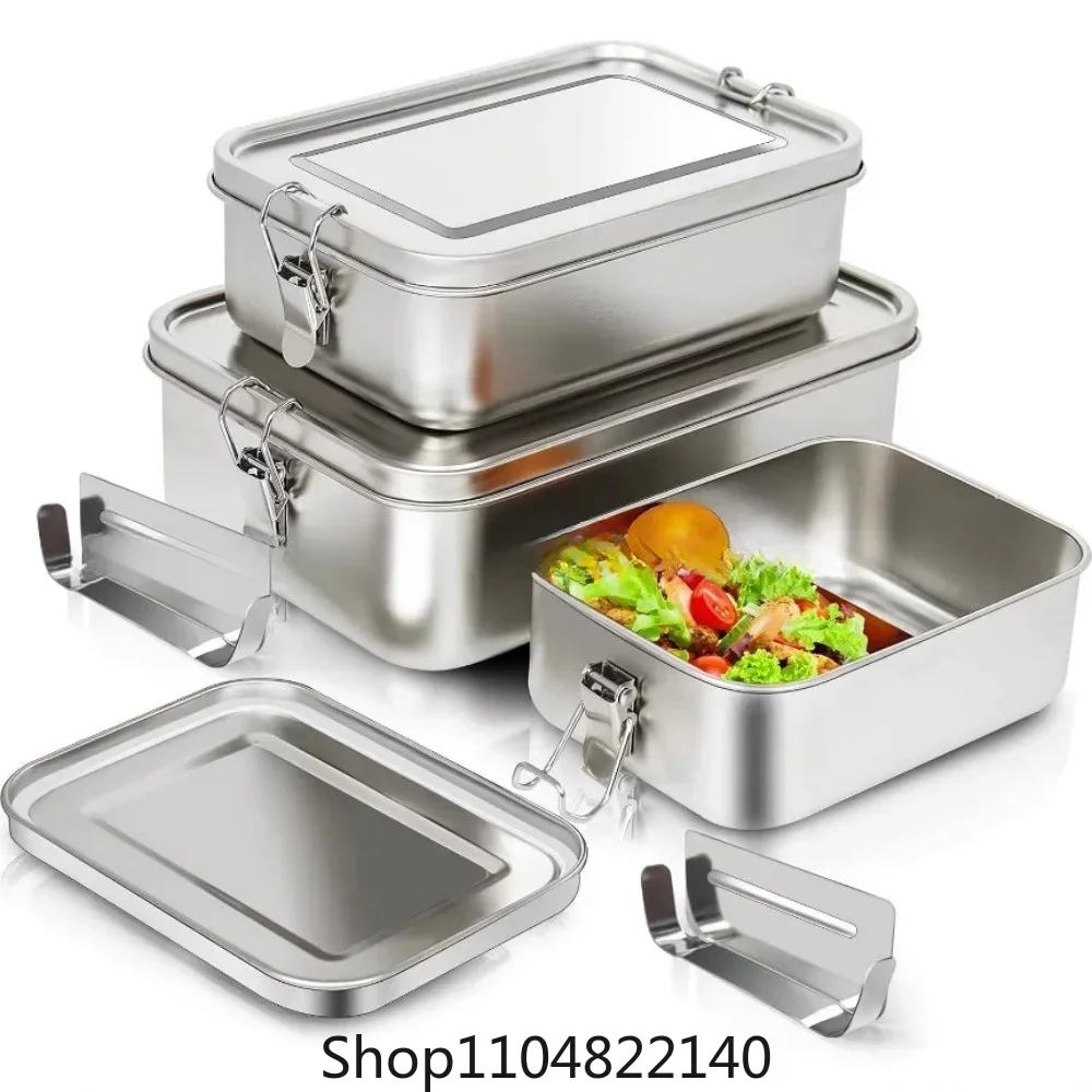 Stainless Steel Bento Box Metal Lunch Box Food Storage Containers With Lockable Clips Lunch Snack Boxes For Work,school JJ2621
