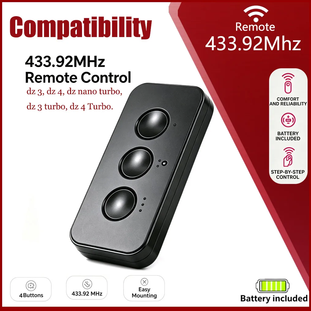 433.92Mhz TX Quattro modelo Rolling For Garage Remote Control Code Electric Gate For Remote Control Garage Door Opener Comma