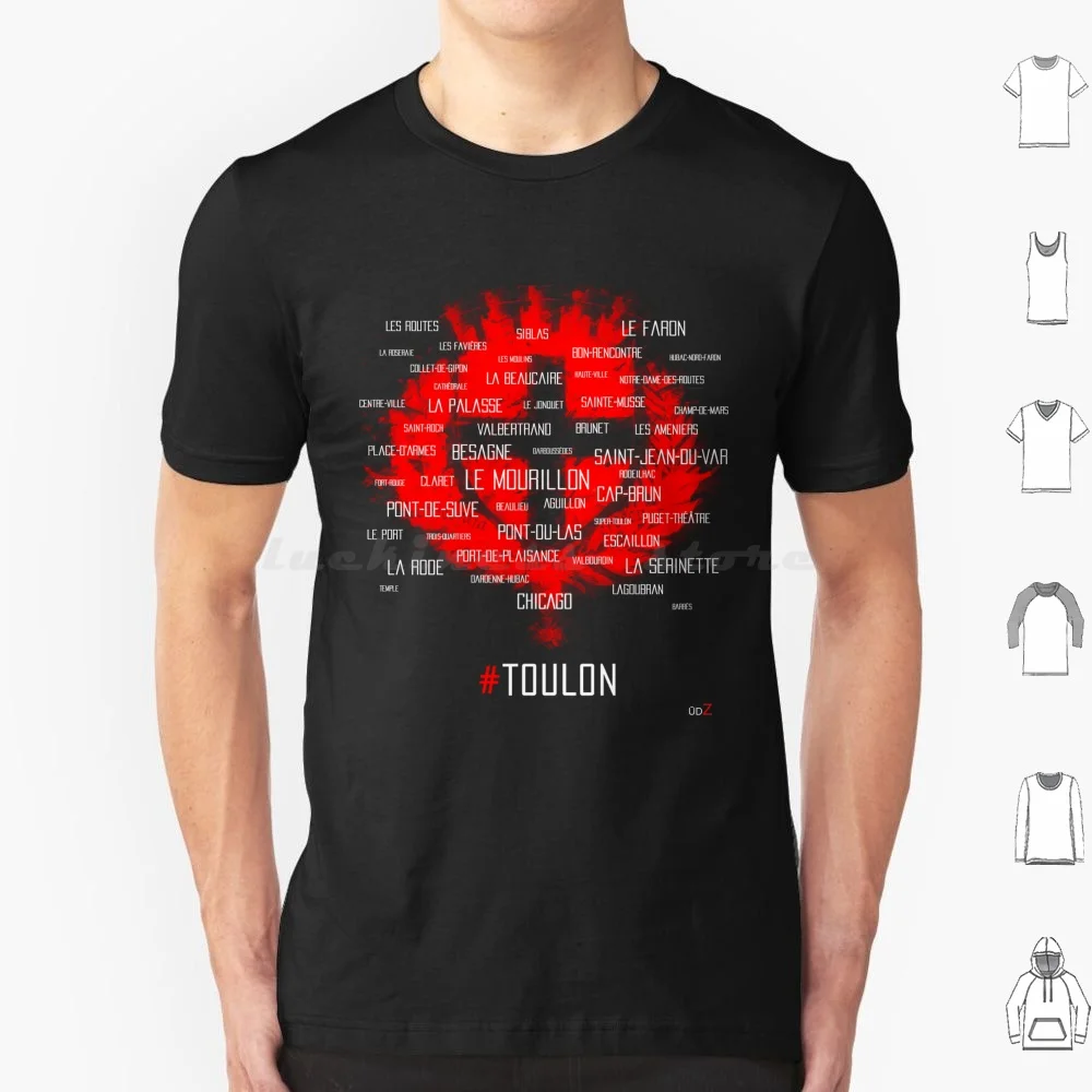 Toulon cidade em torno dos districts t camisa das mulheres dos homens crianças 6xl toulon cidade districts mapas frança sul sud francês riviera quartos