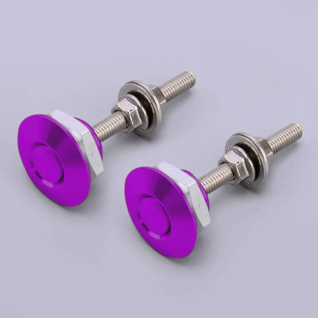 Universal 2pcs Purple 30mm Car Push Button Quick Release Hood Bonnet Pins Lock Clip Bumper Latch Aluminum Alloy