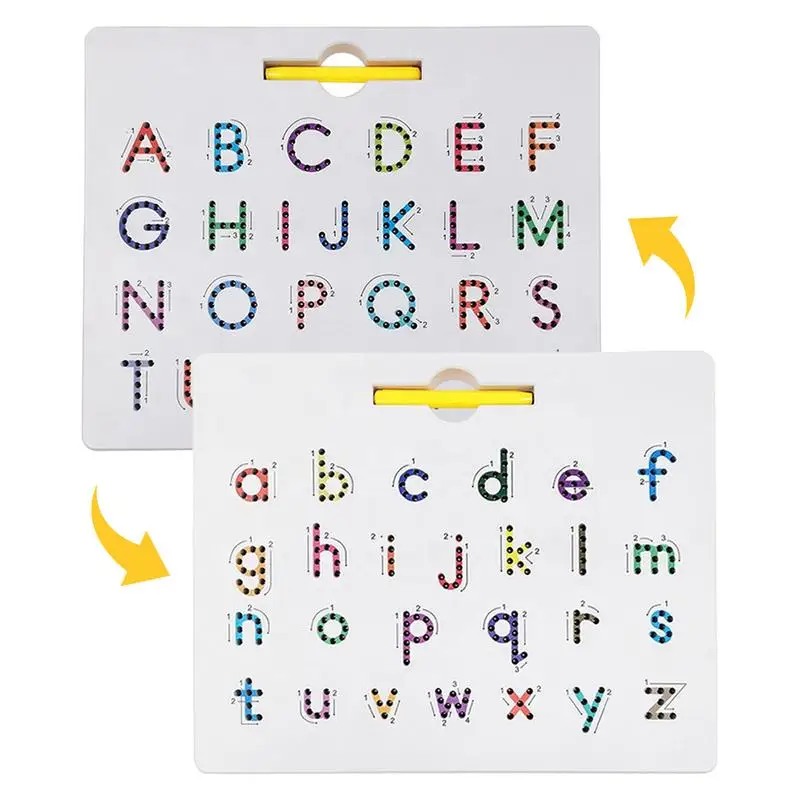 Alphabet Magnetic Drawing Board 2-in-1 Practice Learning Educational Toy Double-Sided Magnets Tracing Board Stem Toy Letters