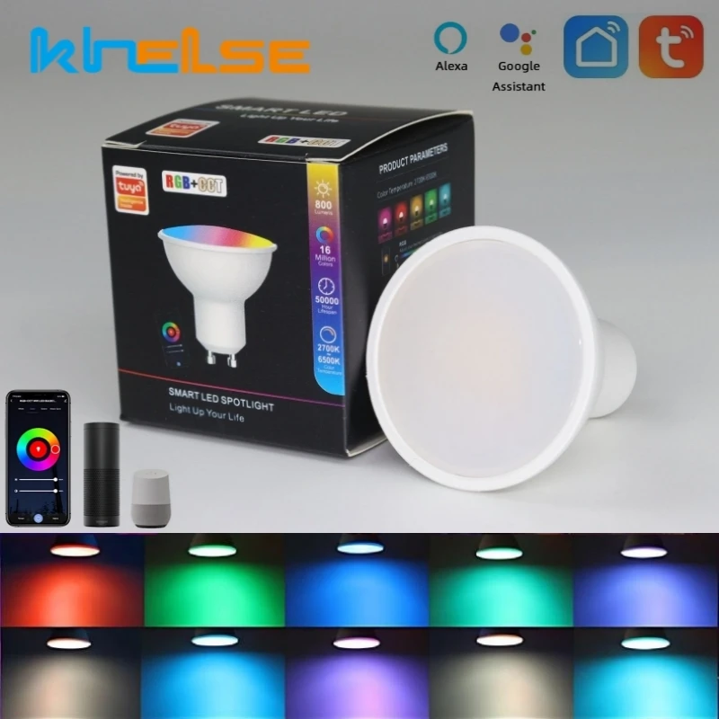 Tuya Smart WiFi Bluetooth LED Bulb GU10 E27 RGB WW CW Dimmable Light Source APP Voice Control Works With Alexa Google 110V 220V