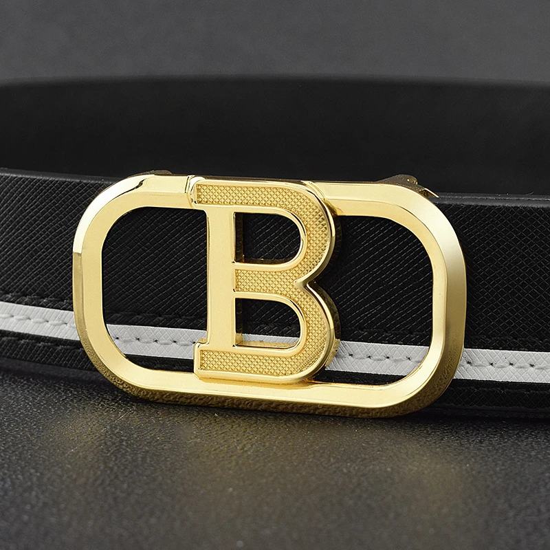 B Letter Casual Belt For Men White Fashion Designer Luxury Belt Personality Student Waist Strap Genuine Leather Cintos Masculino