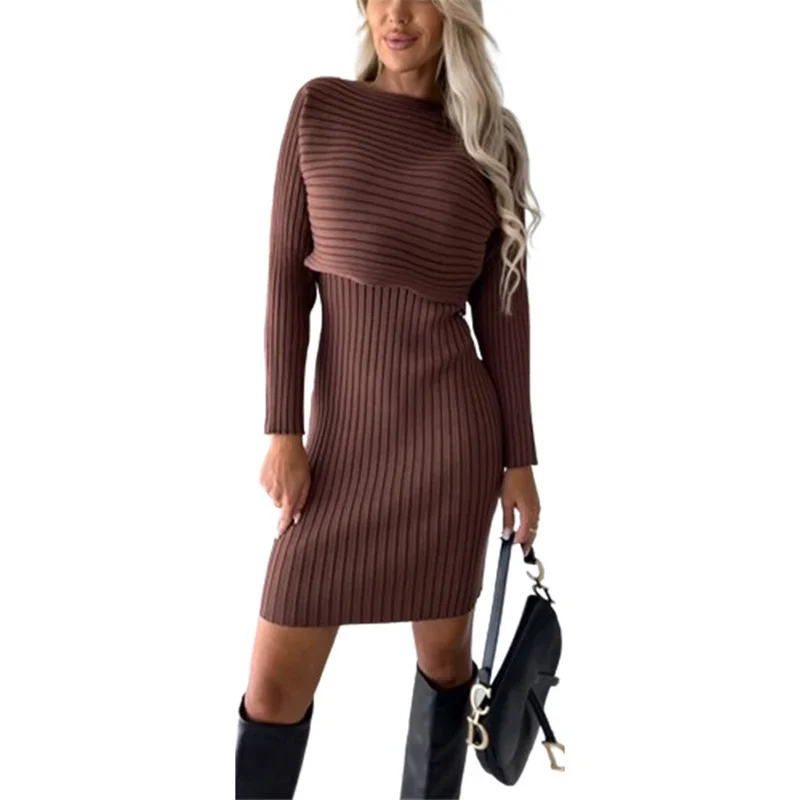 

Women Autumn Comfortable Commuter Two Piece Sets Pit-stripe Suspenders Dresses Long Sleeve Short Tops Korean Casual Female Suits