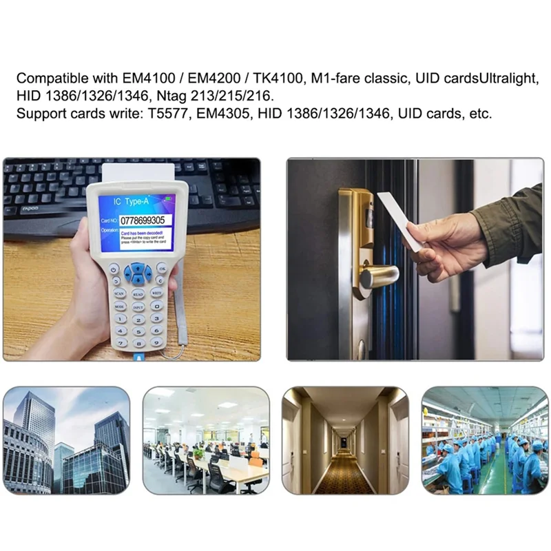 

RFID Reader Writer Duplicator 10 Frequency NFC Smart Card Programmer 125Khz 13.56Mhz Encrypted Decoder Writable Key-B12B