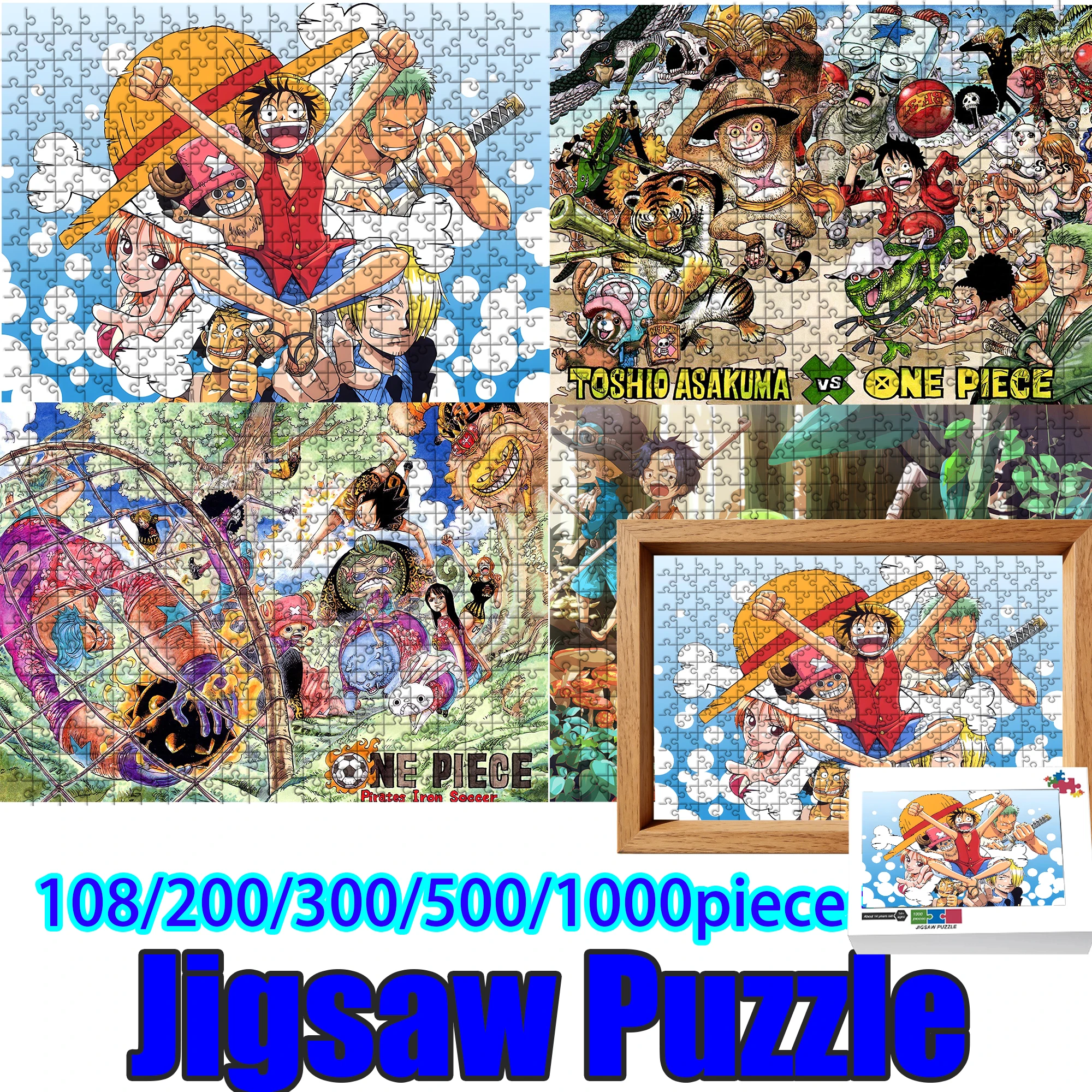 

One Piece Anime Wooden Jigsaw Puzzle 108/200/300/500/1000 Pcs, Stress Relief Gift for Adult Fans